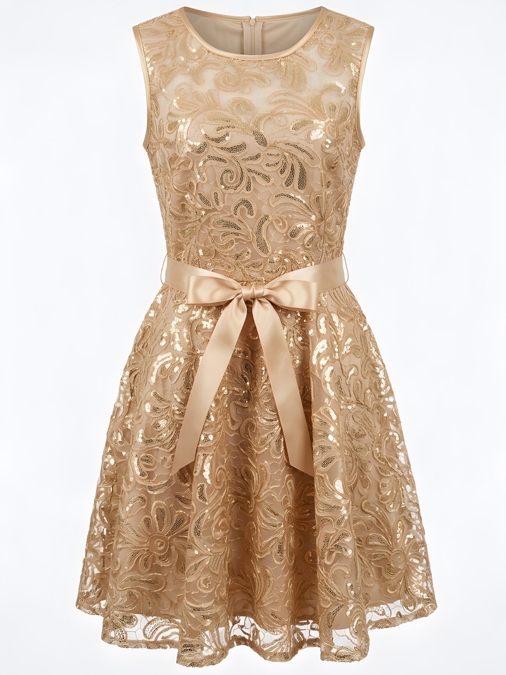 Betsy & Adam Gold Lace Dress